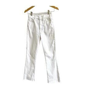 Mother Women's Jeans Denim The Hustler Ankle Fray Fairest of Them All White 25
